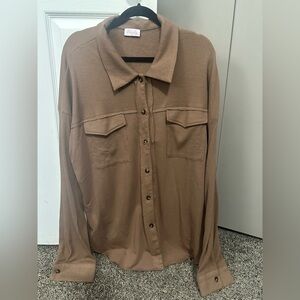 Pink Lily Brown Button-Up Shirt